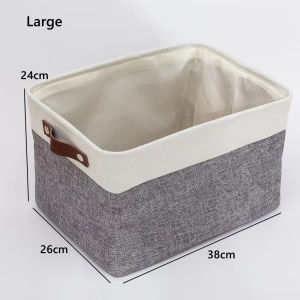 Large Fabric Storage Basket Toy es with Leather Handle Collapsible Organizing Storage Bags