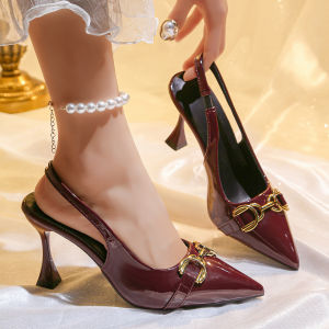 [Free Shipping] 2026 New Plus-Size Pointed-Toe Hollow-Out One-Strap Metal Buckle Wedge Heel Sandals For Women