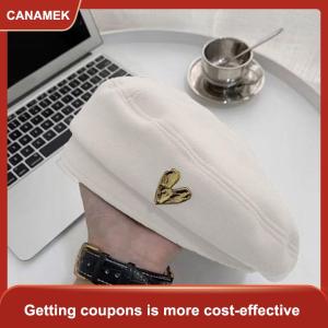 【CANAMEK】 Cotton Phụ Nữ Mũ Berets Mùa Đông Mũ Cổ Điển Pháp Sọc Trên Mũ Quân Đội Mũ Họa Sĩ Mùa Thu Mùa Đông Đường Phố Hình Bát Giác Mũ Beret