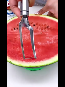 Pack of 2 Stainless Steel Watermelon Cutters Double Sided Blade and Fork Multipurpose Kitchen Utensils