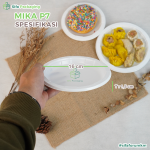Mika Piring Plastik P6 P7 P9 Isi 100 Pcs Piring Makan Sekali Pakai Putih Susu