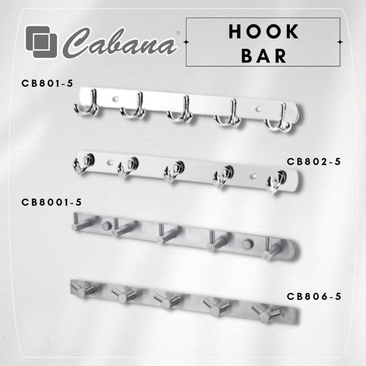 [SAKURA MARK] CABANA Premium Quality Stainless Steel 304 5 Robe Hook ...