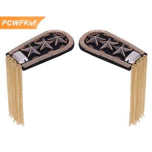 【PCWFKef】 1pcs cổ điển năm sao tua chuỗi Vai Hội Đồng Quản trị phù hiệu hạt vải kim loại epaulet epaulette quân sự pin trên huy chương Trâm