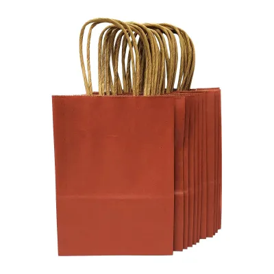 CGS Kraft Paper Bag (Coral Red) (15x21x8CM) (12PCS)