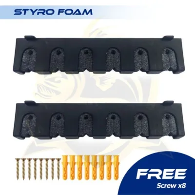 【FT037 】Fishing Rod Rack 6 slots Fishing Rod Holder Wall Mounted Fishing Pole Storage Holder Rack
