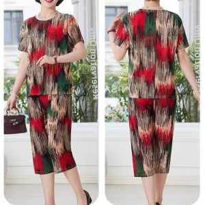 Ice Silk Short-Sleeve And Half Pants Loose Two-Piece Suit For Women L2657