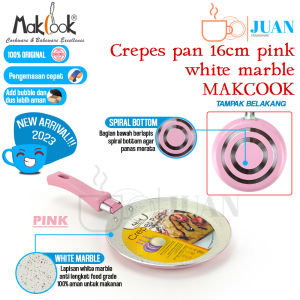 NEW MAKCOOK crepes pan 25cm pastel pinkwhite marble series / wajan walik anti lengket / panci pembuat kulit risol