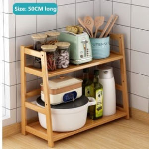【COD&In Stock】Bamboo Storage Rack For Multipurpose 2 Layers Wooden condiment Kitchen/Book/Plant Rack