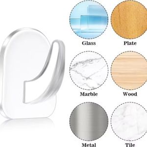 Mini Clear Wall Hooks Transparent Plastic Adhesive Hangers for Kitchen Bathroom Towel Keys Organizer