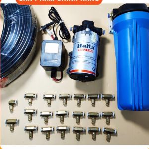 Hệ thống phun sương làm mát 20 béc dùng bơm hp2700 mát nhà xưởng quán vỉa hè quán cafe xóm trọ