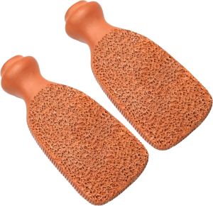 QUBA LINEN Pumice Stone for Feet – 2-Sided Terra Cotta Foot Scrubber Natural Callus Remover for Dry Skin & Rough Heels Cracked Heels – Pedi Exfoliator for Feet Hands Body