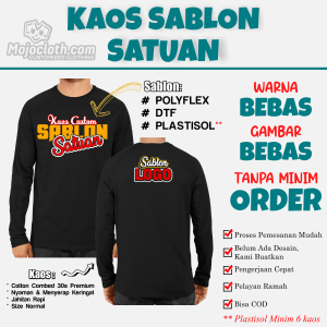 Kaos Sablon Satuan - Sablon Kaos Satuan Lengan panjang