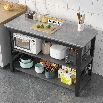 Kitchen Rock Floor-standing Multi-functional Workbench Microwave Large Capacity Storage Rack