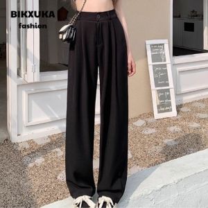 BIKXUKA - Quần công sở dáng suông đứng vải tuyết nhung cao cấp cạp cao túi chéo hàng thiết kế Q04