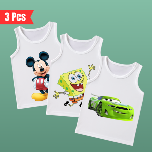 3 Pcs Pack White Cotton Sando for Boys Soft 100% Cotton Tank Tops for Kids & Baby 0-12 Years Breathable Easy-Care Machine Washable for Daily Wear School and Play