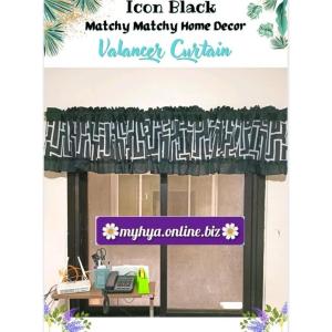 icon black matchy curtain/ window curtain black icon design/ home decor curtain