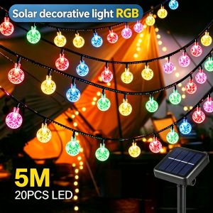 JOMO Buy 1 Take 1 5M 20LED Christmas Lights Decoration Solar Bubble Globe String Lamp IP67 Waterproof Auto Dusk Sensor Outdoor Bistro Light For Patio Wedding Birthday Christmas Tree Garden Backyard Balcony Decor