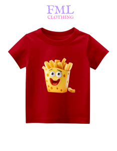 Kaos Anak-Anak Gambar Cheese Fries (usia 2-10 Tahun) Katun PE