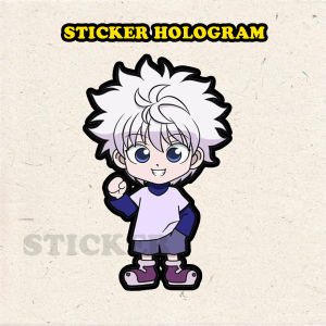 Stiker Hologram KILUA X HUNTER Chibi ukuran 9 cm
