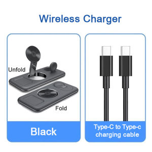 ZUZG 3-IN-1 Portable Wireless Charger Stand Dock For Apple Watch 10 9 8 7 AirPods iPhone 17Pro max 16 Pro 16 15 14 Plus 13 12 Foldable Fast Charging Station