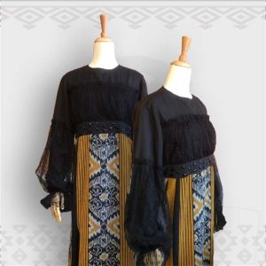 Minea gamis tenun kombinasi katun linen Najwa