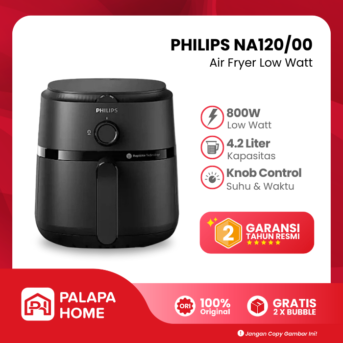 Philips Air Fryer NA120/00 Low Watt 800W Kapasitas 4,2 Liter | Frayer Penggorengan Tanpa Minyak