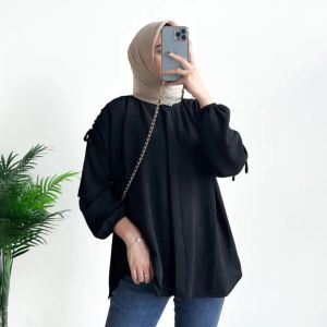 Blues Baju wanita Dewasa Remaja Muslim Kekinian Terbaru Termurah Terlaris Bahan Crinkle Airflow
