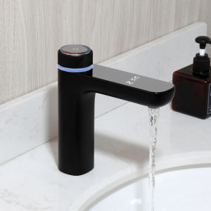 LDIES Black High-Tech Basin Faucet Water Generating Digital Display Mixer Hot Cold Water Tap Chrome Stream Modern Design Faucet N2K8R
