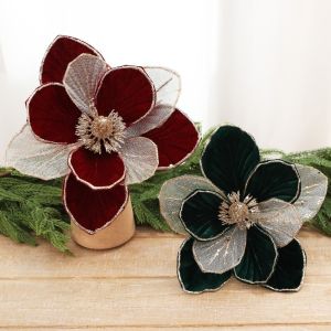 ERMENLED 22cm Artificial Christmas Flower Three-Layer Christmas Gifts Xmas Decorative Flowers Realistic Home Decoration Glitter Christmas Flower Christmas