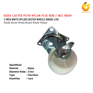 4 pcs Roda Caster Putih Rem Etalase Troli