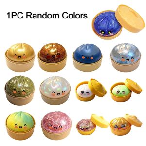 THISEE Glitter Dumplings Blind Box Squishy Toy with Steamer Soft Squishy Toy Slow Resilience Squeeze Decompression Dough For Stress Anxiety Relief