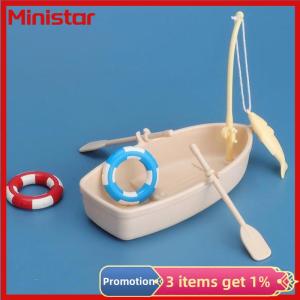 Ministar 1 Set Children Gifts New Plastic Fishing Boat Model Mini Simulated Dollhouse Ornaments Miniature Fishing Boat Kit