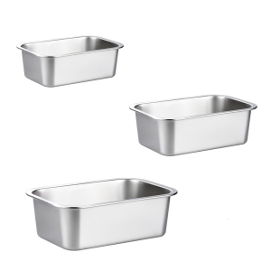 Hygienic Stainless Steel Pet Dog Treat Dish Anti Slip Bottom Perfect Large Dogs Rectangle Large Capacity