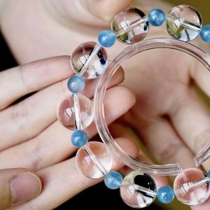 Montagne Jewelry Original Design Fine Jewellery Natural 14-15mm White Crystal Mini Aquamarine Bracelets