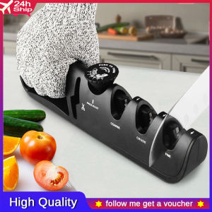 🔥SG Stock/24 hours delivery🔥🎁Buy 1 get a gift🎁2024 New Knife Sharpener 4 in 1 Diamond Coated&Fine Rod Kitchen Knife Shears and Scissors Sharpening Stone System Sharpening Stone