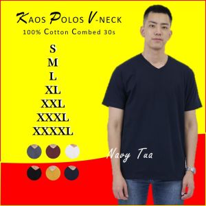 AFM - Kaos Polos Pria V Neck Lengan Pendek Katun Combed 30s Tshirt Pria Oversize Cotton Combed