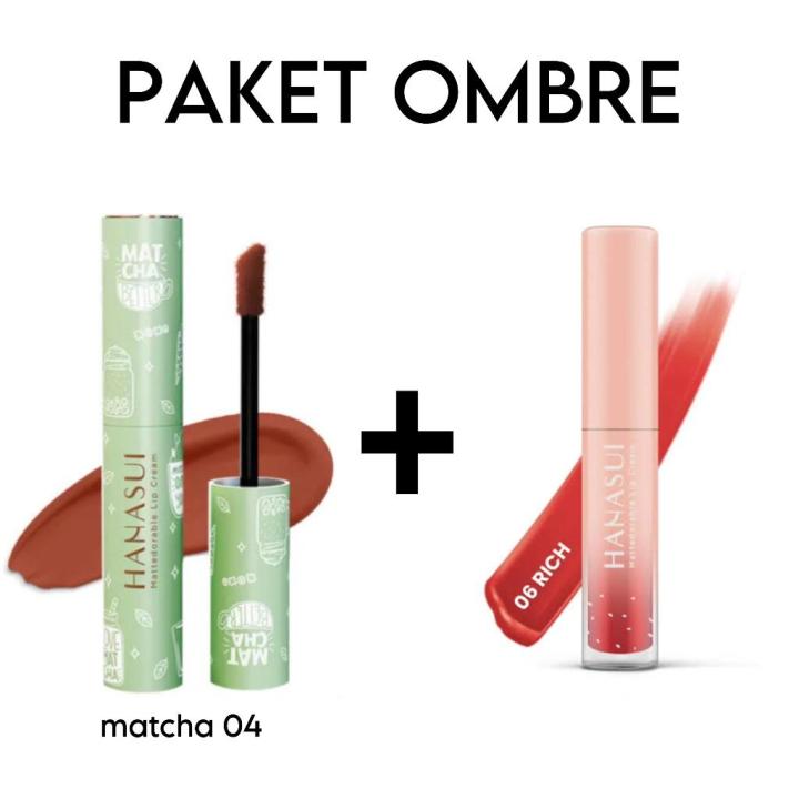 Paket Ombre HANASUI LipCream isi 2 (MATCHA 04 + RICH)