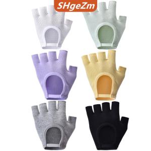 [COD] SHgeZm Phụ nữ chống trượt găng tay Yoga cotton tập thể dục nửa ngón tay Găng tay thoáng khí ngoài trời đi xe đạp Pilates Găng tay câu cá thể thao