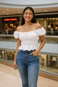 Elegant Ruffle-Trimmed Puff Sleeve Blouse in Multiple Colors CC