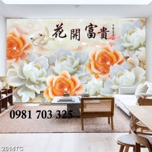 Tranh gạch 3d hoa mẫu đơn