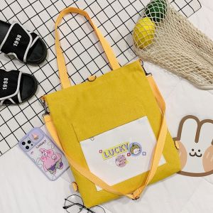 DROPASSIST 1383 READY STOCK Women Cute Canvas Tote Shoulder Crossbody Sling Backpack Bag Wanita Beg Galas Sandang Tangan Perempuan