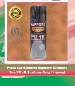 Pylox Cat Semprot Sapporo Ultimate B22 PU 1K Surfacer Grey** 400ml
