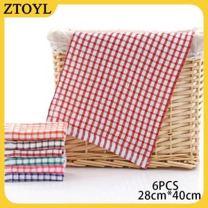 ZTOYL 6 chiếc khăn nhà bếp bằng cotton Khăn lau bát đĩa thấm nước dụng cụ vệ sinh nhà bếp