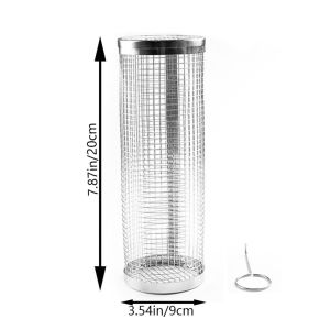 ZYJC ง่ายๆ อุปกรณ์ทรงกระบอกทรงกระบอก สำหรับผักปลาและฝรั่งเศส frie กันรั่วซึม พร้อมฝาปิด ป้องกันการลวก ที่กลิ้ง กรงบาร์บีคิว ชั้นวางบาร์บีคิว ถังใส่ผัก ตะแกรงย่างตะกร้า