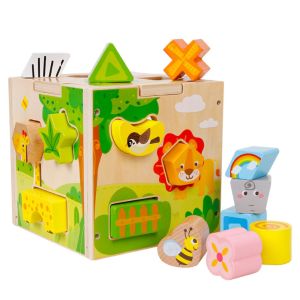 DOWNA Khối sắp xếp Khối hoạt động bằng gỗ Khối Học Tập Kết hợp mẫu hình Đồ chơi Montessori Chất lượng cao Gỗ cổ điển Đồ chơi phân loại hình dạng Trẻ biết đi chơi