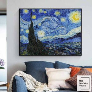 Tranh in Canvas Van Gogh - The Starry Night (1889) (Hình thật tại xưởng Đã có khung móc đinh treo) - The Canvas House