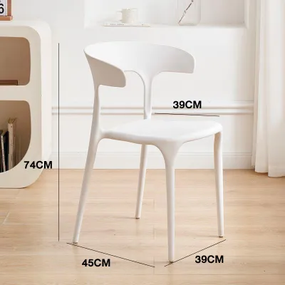 DAMIK Ghế nhựa cafe văn phòng bàn ăn cao cấp đúc nguyên khối lưng sừng bằng
