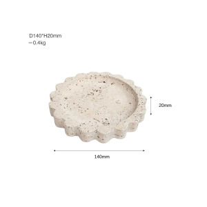 Natural Marble Travertine Tray Square Scalloped Edge Natural Stone Jewelry Organizer Home Decor Storage for Key Rings Essentials