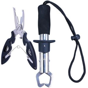Set Alat Pancing Jepit & Pengontrol Memancing Tang Memancing Set Alat Pegangan Ikan Tahan Air Asin Tang Aluminium EVA Gagang Cincin Pemisah Penghilang Kait