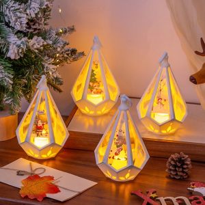 SJJL Santa Claus Christmas Night Light Decoration Snowman Elk  Year Atmosphere Lights Useful Props Decorative Xmas Ornaments Hanging Accessories